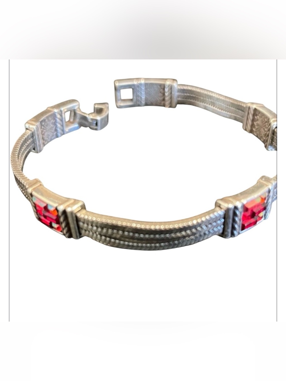 Brighton Silver Bracelet with Red Gemstone - Matching Necklace Available